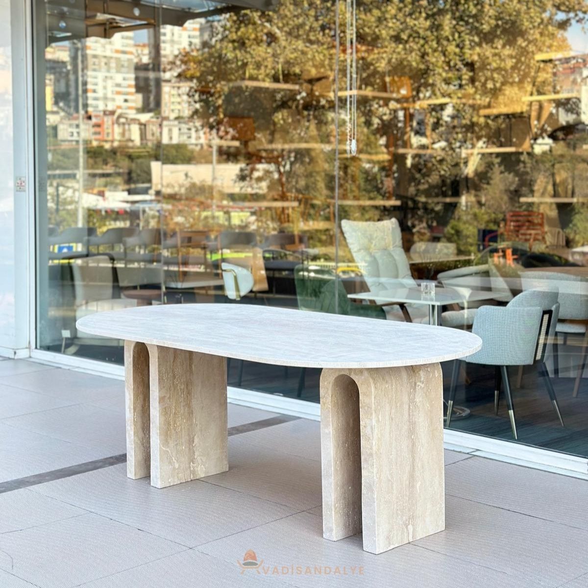 Feel Traverten Yemek Masası