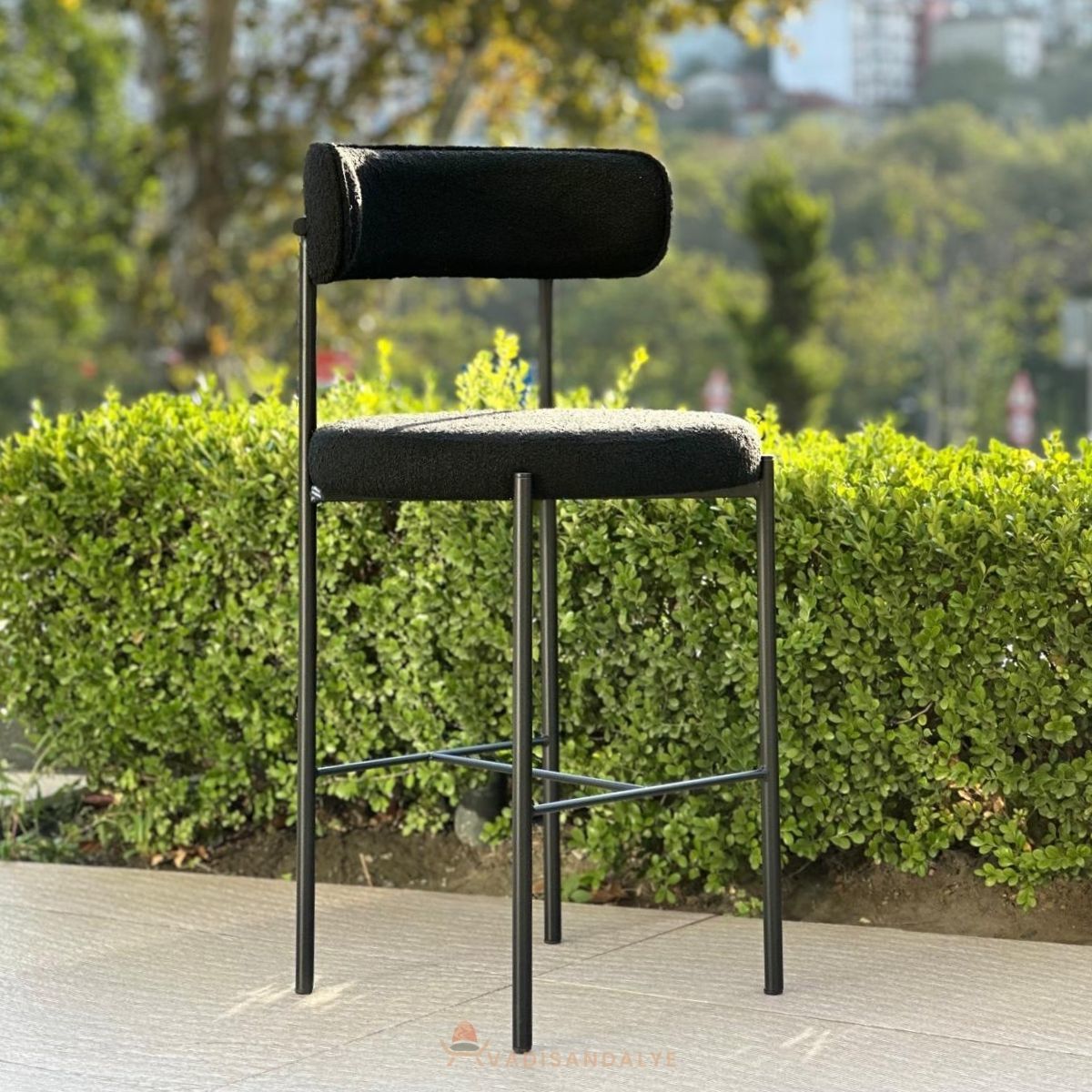 City Siyah Metal Bar Sandalyesi