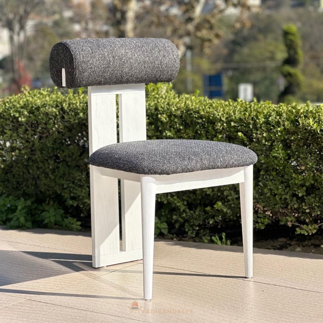 Paffly Lüks Beyaz Dokulu Sandalye