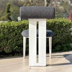 Paffly Lüks Beyaz Dokulu Sandalye