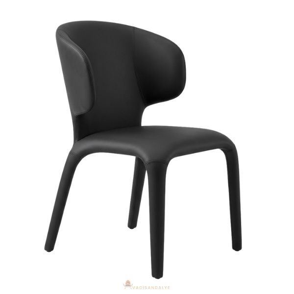 Halley Siyah Deri Sandalye