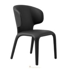 Halley Siyah Deri Sandalye